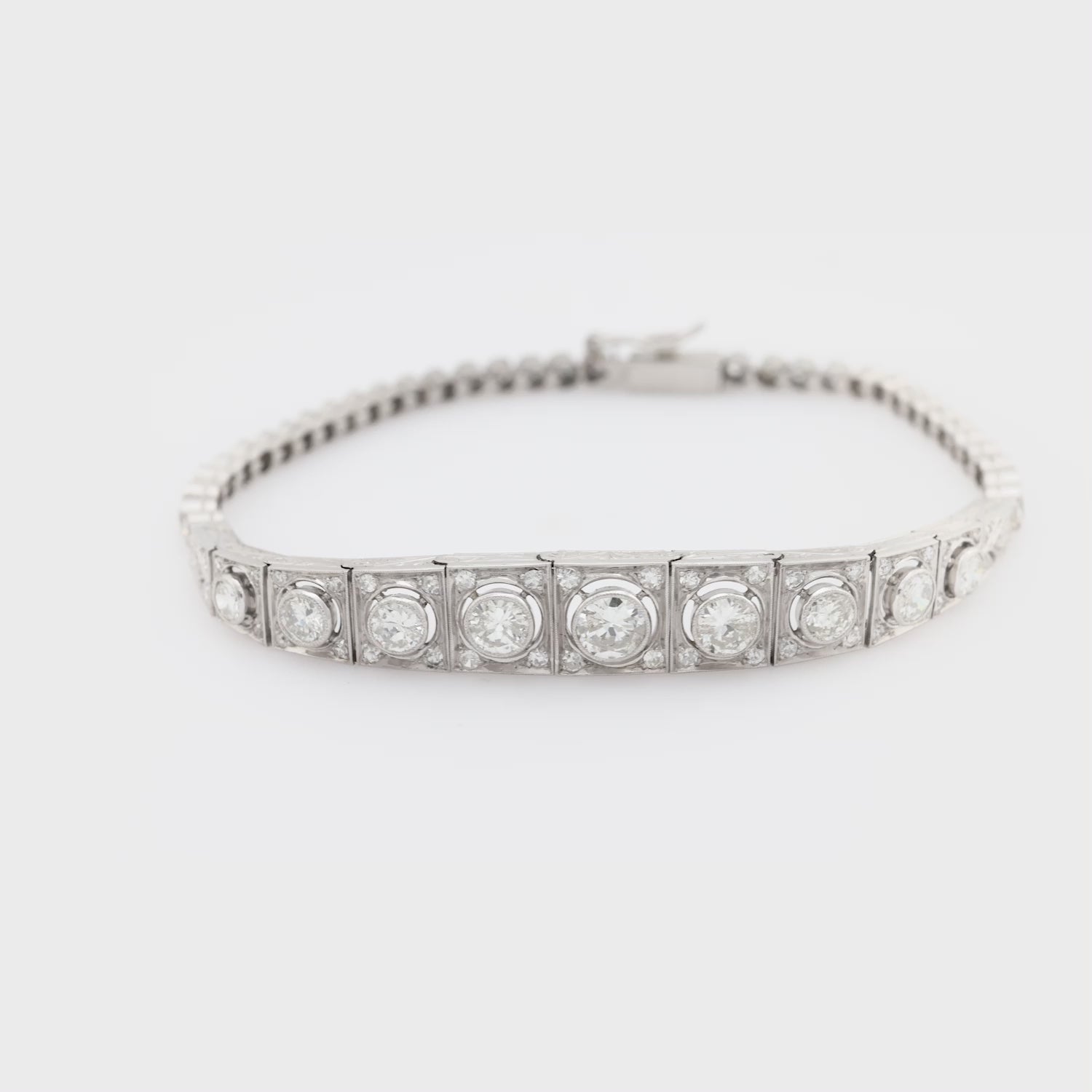 Edwardian Platinum Diamond Line Bracelet