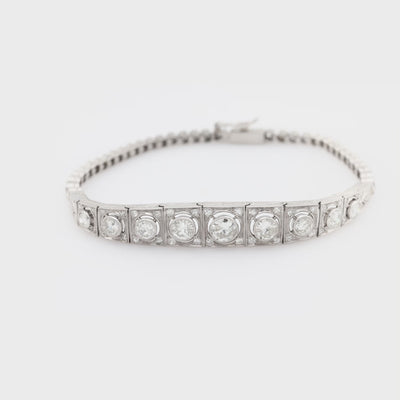 Edwardian Platinum Diamond Line Bracelet