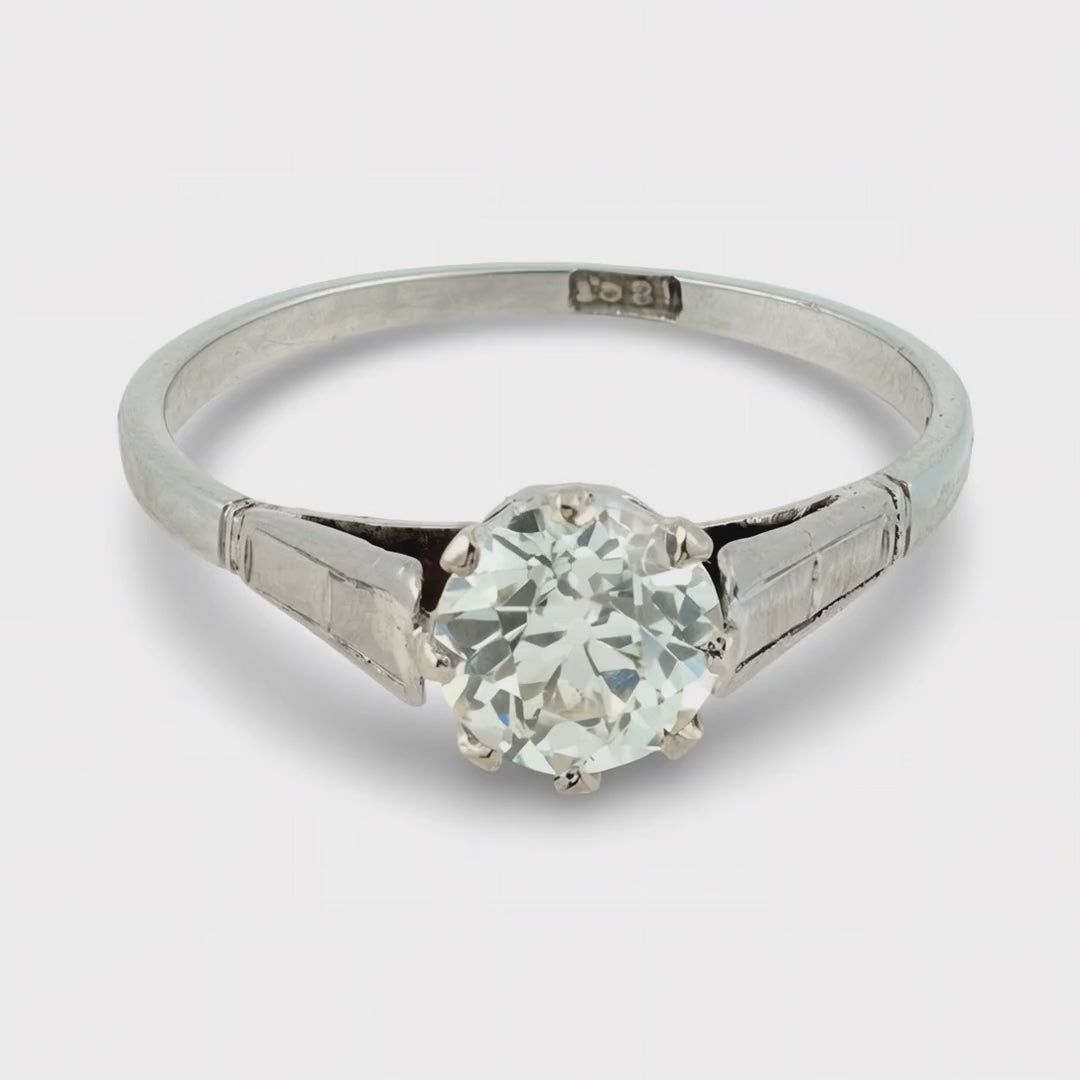 Edwardian 18k/Platinum Diamond Engagement Ring 1.02ct
