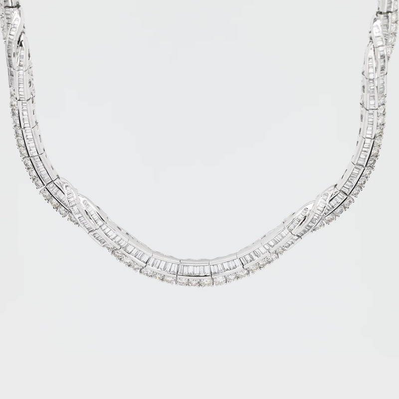 Estate Platinum Diamond Twisted Riviera Necklace