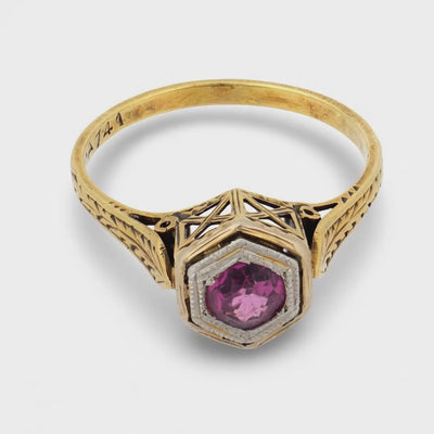 Edwardian 14k/Platinum Pink Sapphire Ring