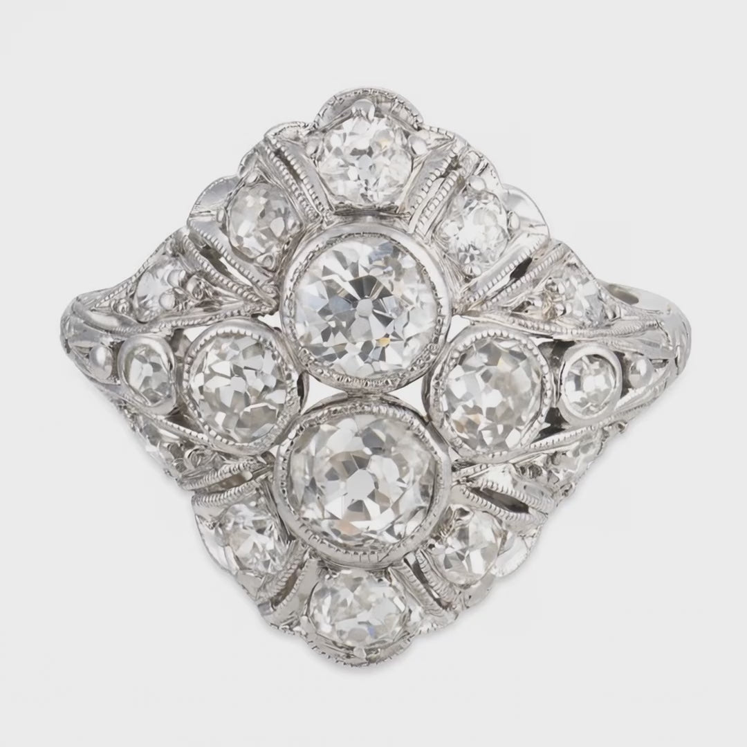 Art Deco Platinum Diamond Navette Ring