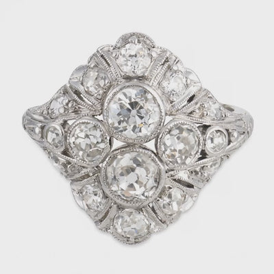 Art Deco Platinum Diamond Navette Ring