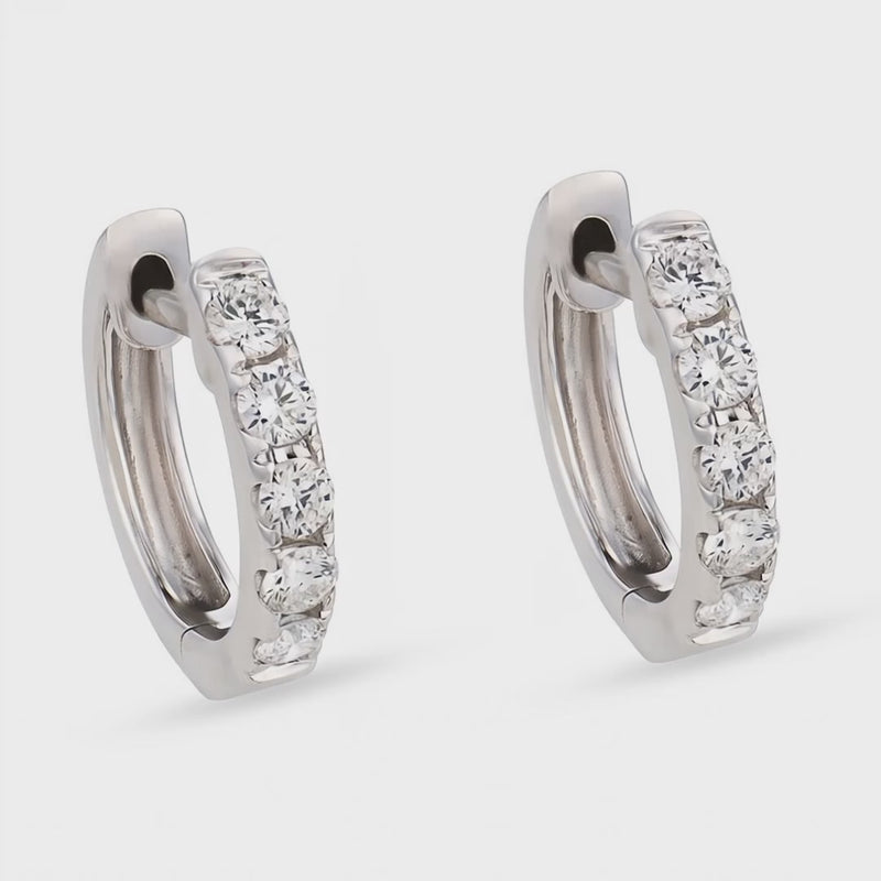 Estate 14k Diamond Huggie Hoop Earrings