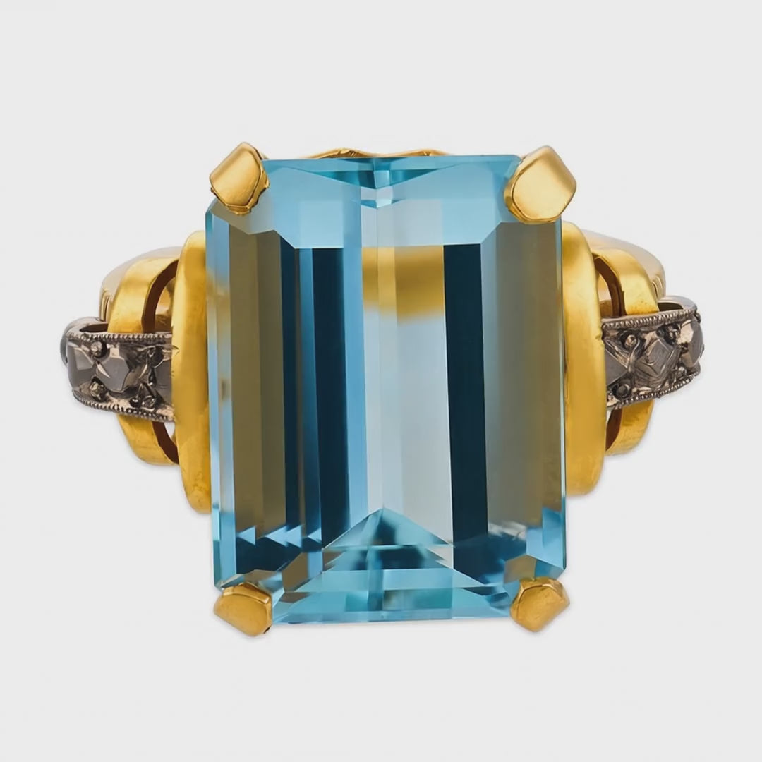 Load video: Retro 18k Aqua Ring