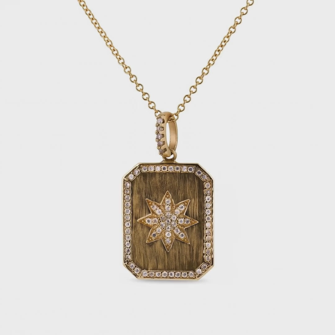 Estate 14k Diamond Starburst-Motif Pendant Necklace