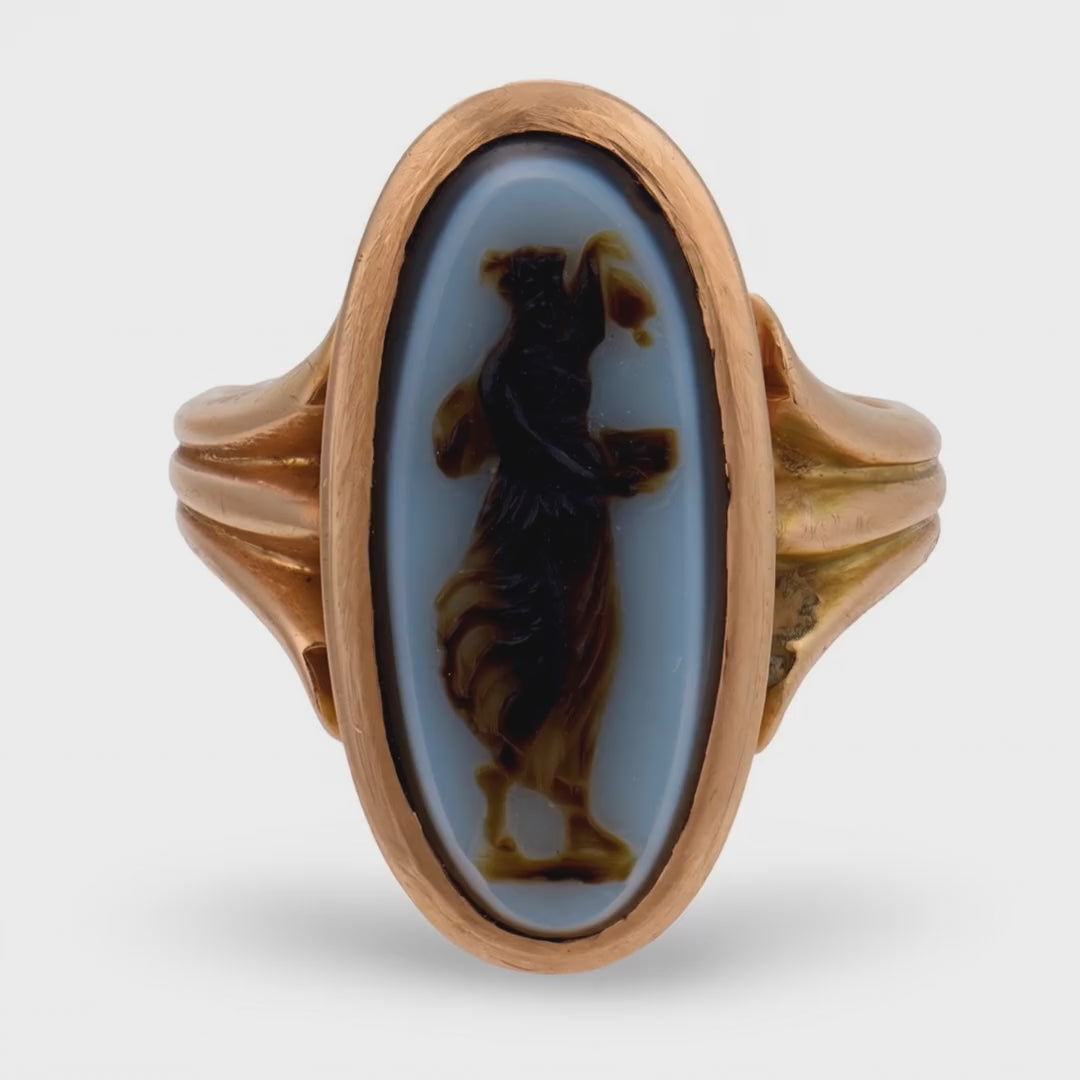 Victorian 14k Agate Cameo Ring