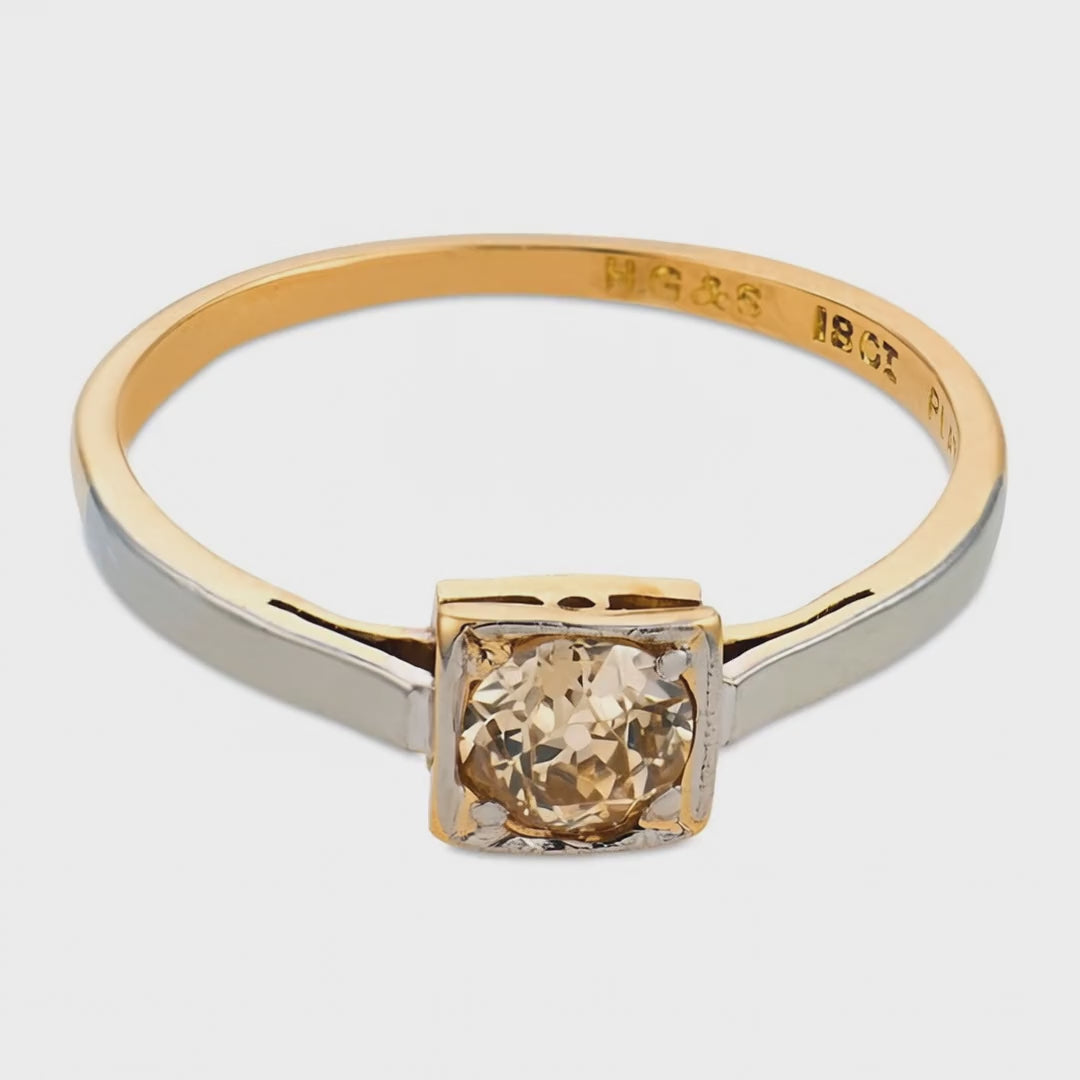 Load video: H.G. &amp; S Edwardian English 18k/Platinum Diamond Engagement Ring .40ct