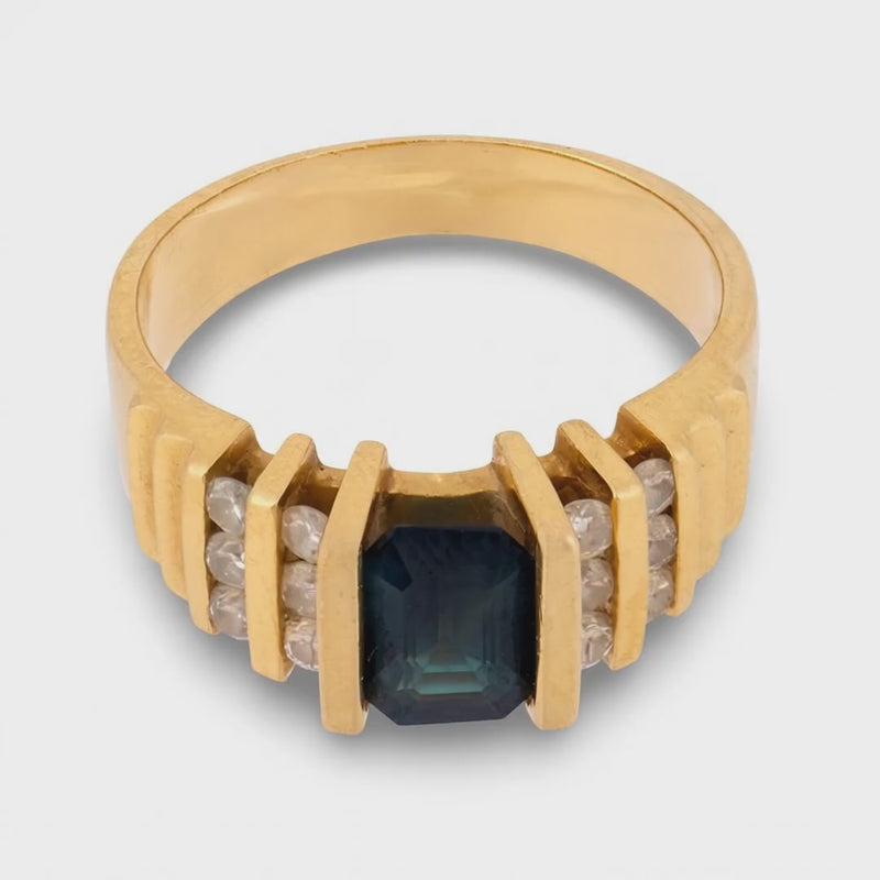 Estate 14k Sapphire & Diamond Ring