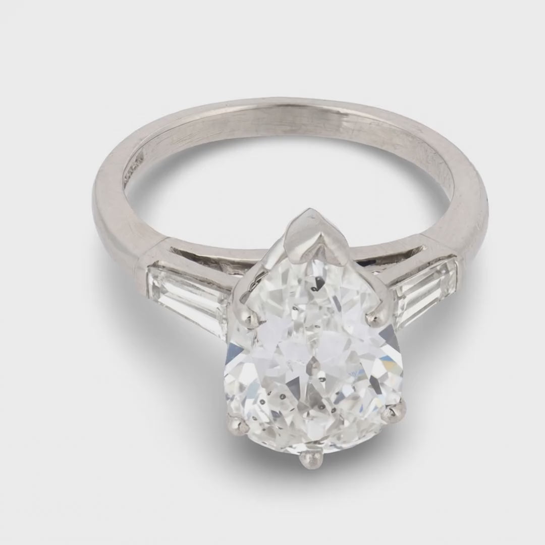 Retro Platinum Diamond Engagement Ring 2.60ct