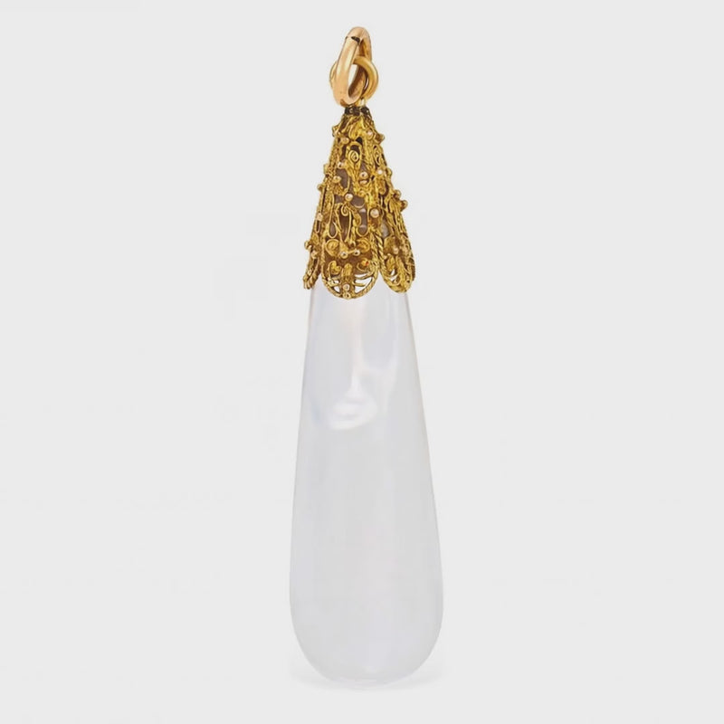 Victorian 18k Rock Quartz Crystal Drop Pendant