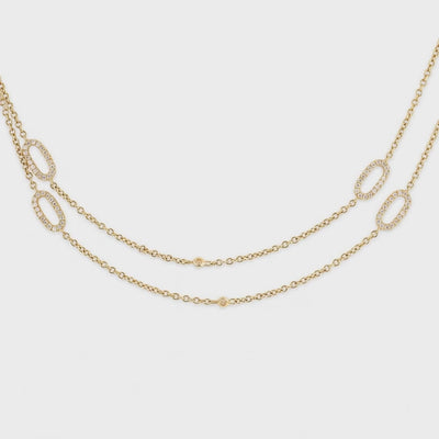 Estate 14k Diamond Link Necklace 36"