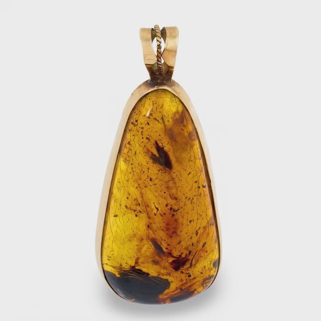 Estate 14k Amber Teardrop Pendant