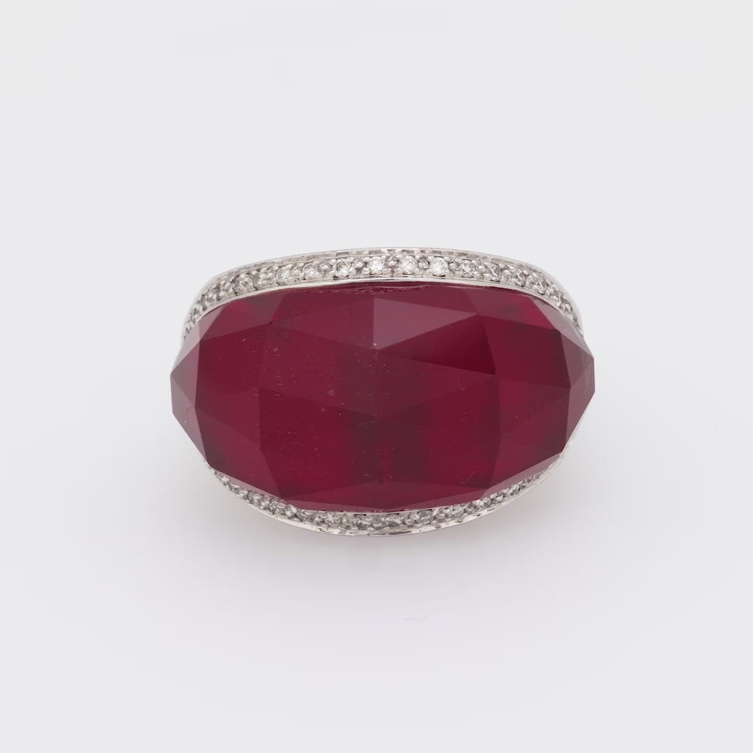 STEPHEN WEBSTER Estate 18k Diamond, Garnet, and Quartz Crystal Haze Ring