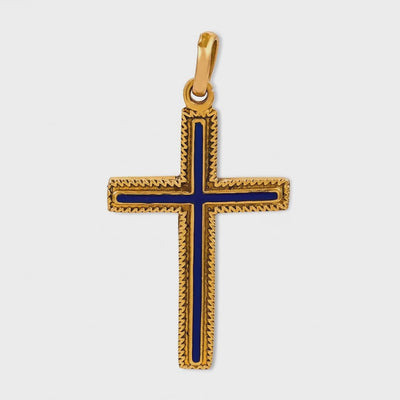Vintage 18k Enamel Cross Pendant/Charm