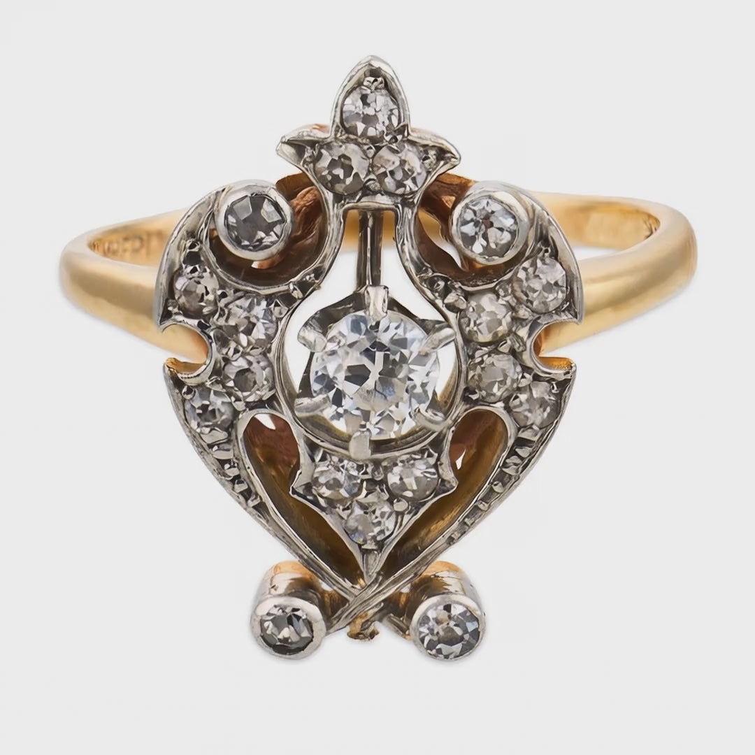 Edwardian 18k/Platinum Diamond Urn-Motif Ring