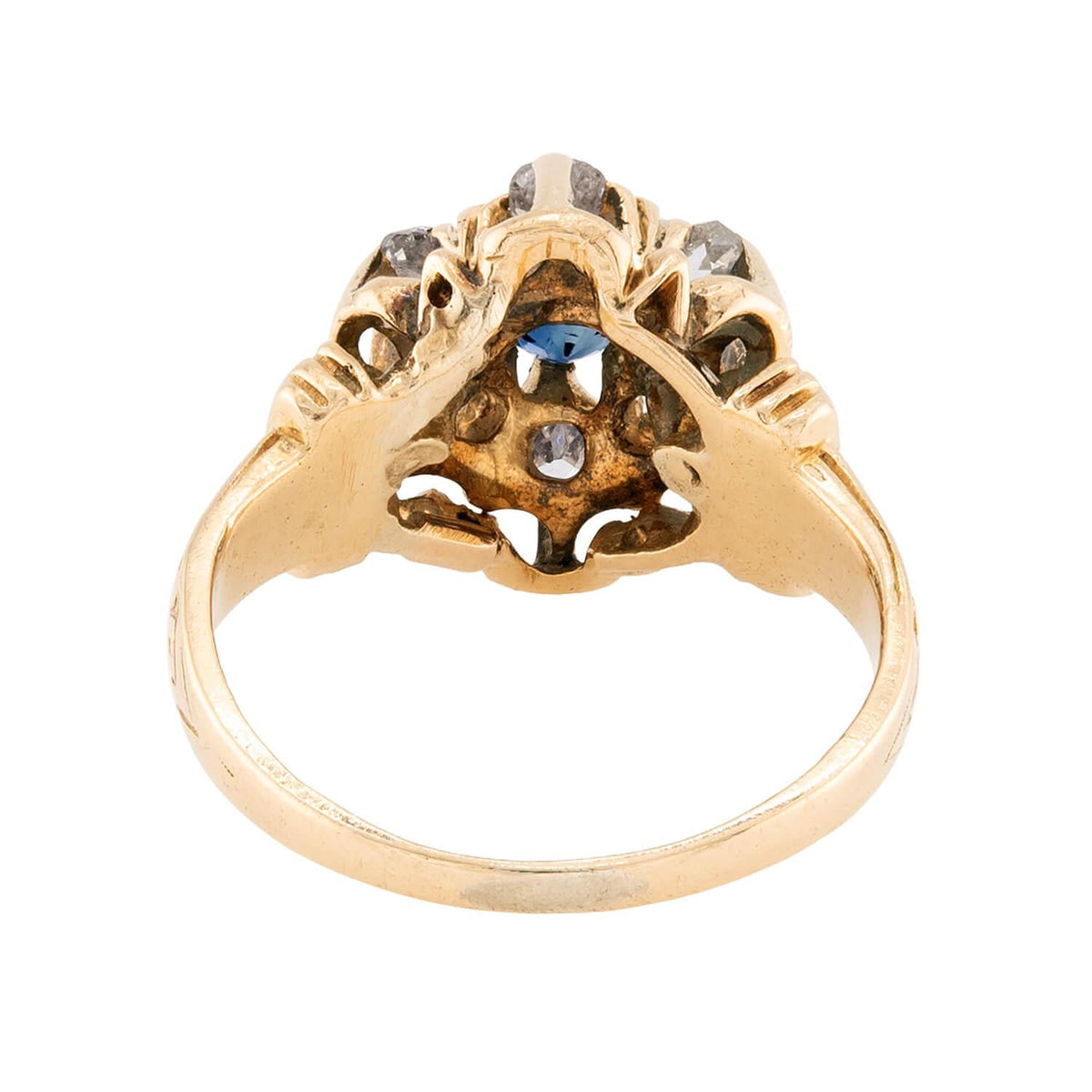 Victorian 14k Sapphire & Diamond Halo Ring