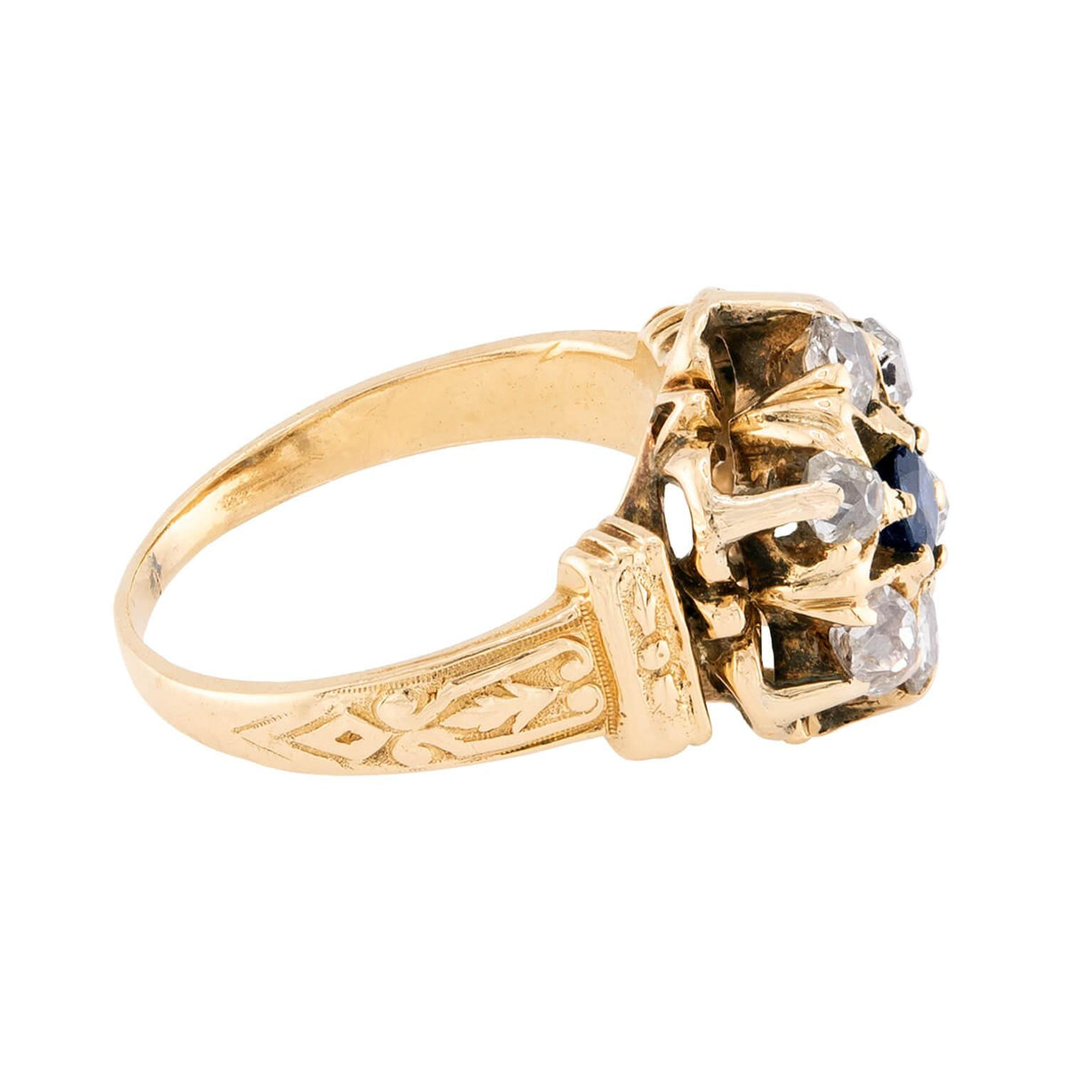 Victorian 14k Sapphire & Diamond Halo Ring