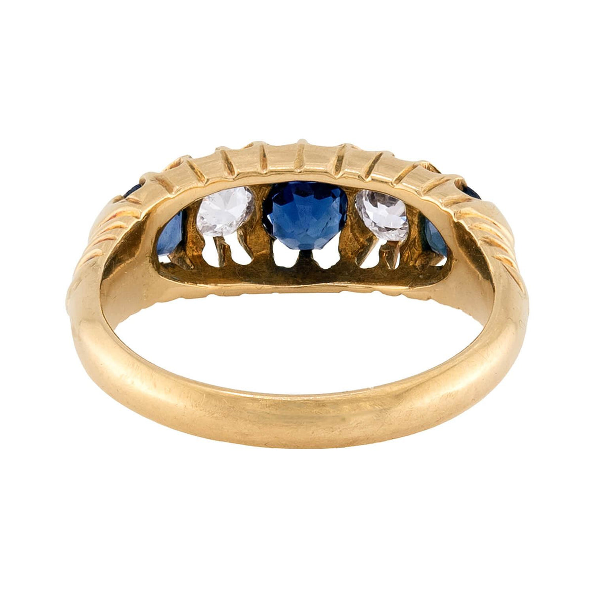 Victorian English 18k Sapphire & Diamond Ring