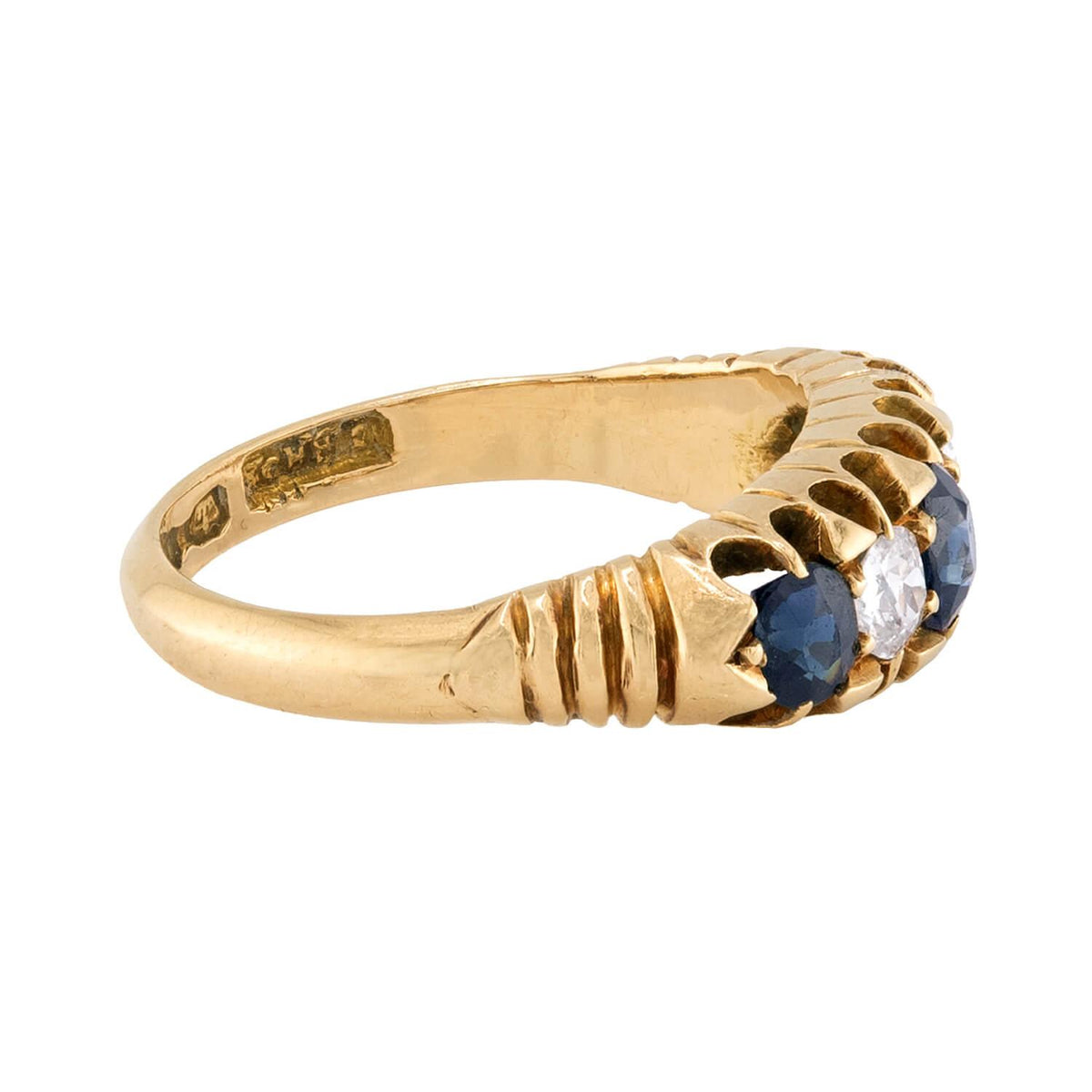 Victorian English 18k Sapphire & Diamond Ring