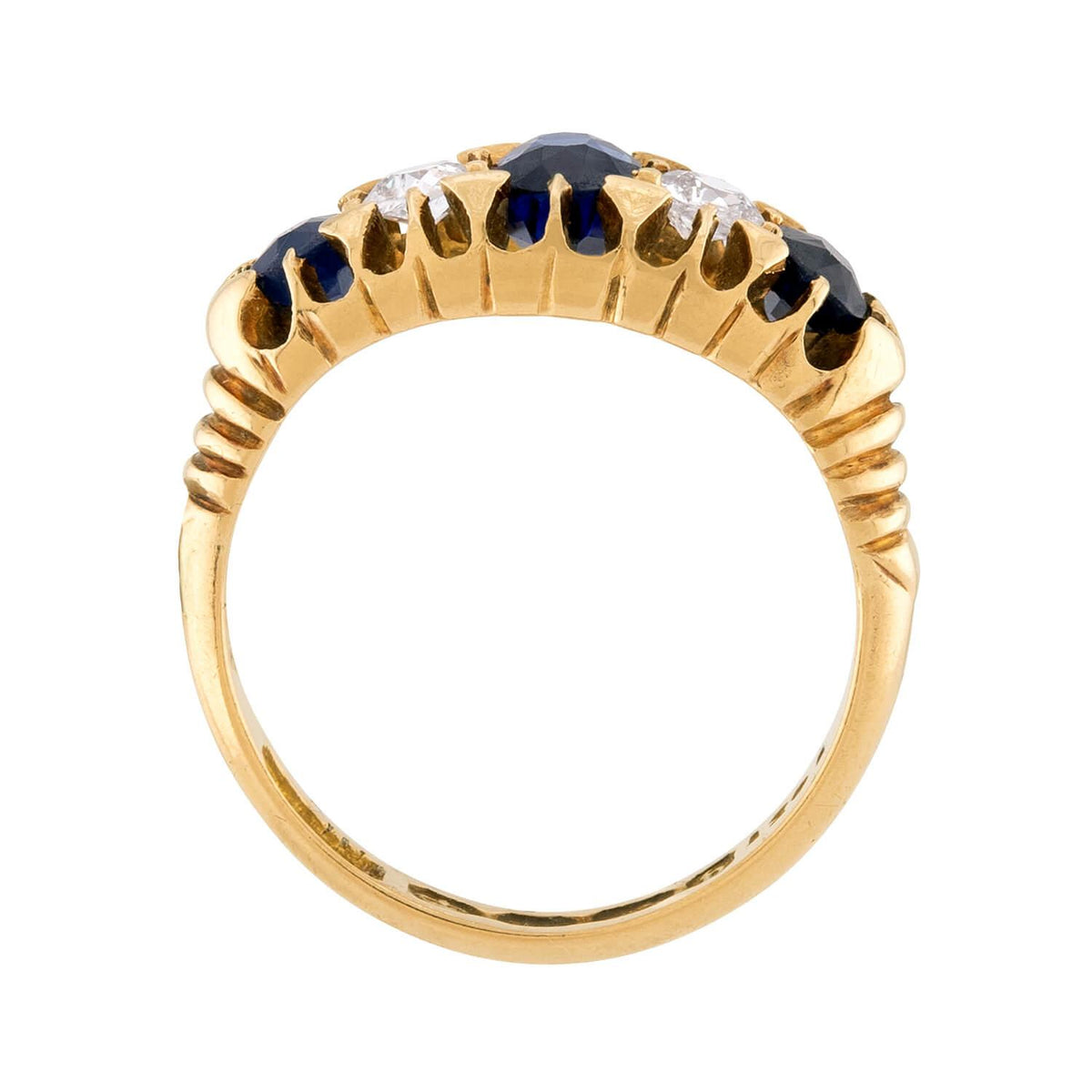 Victorian English 18k Sapphire & Diamond Ring