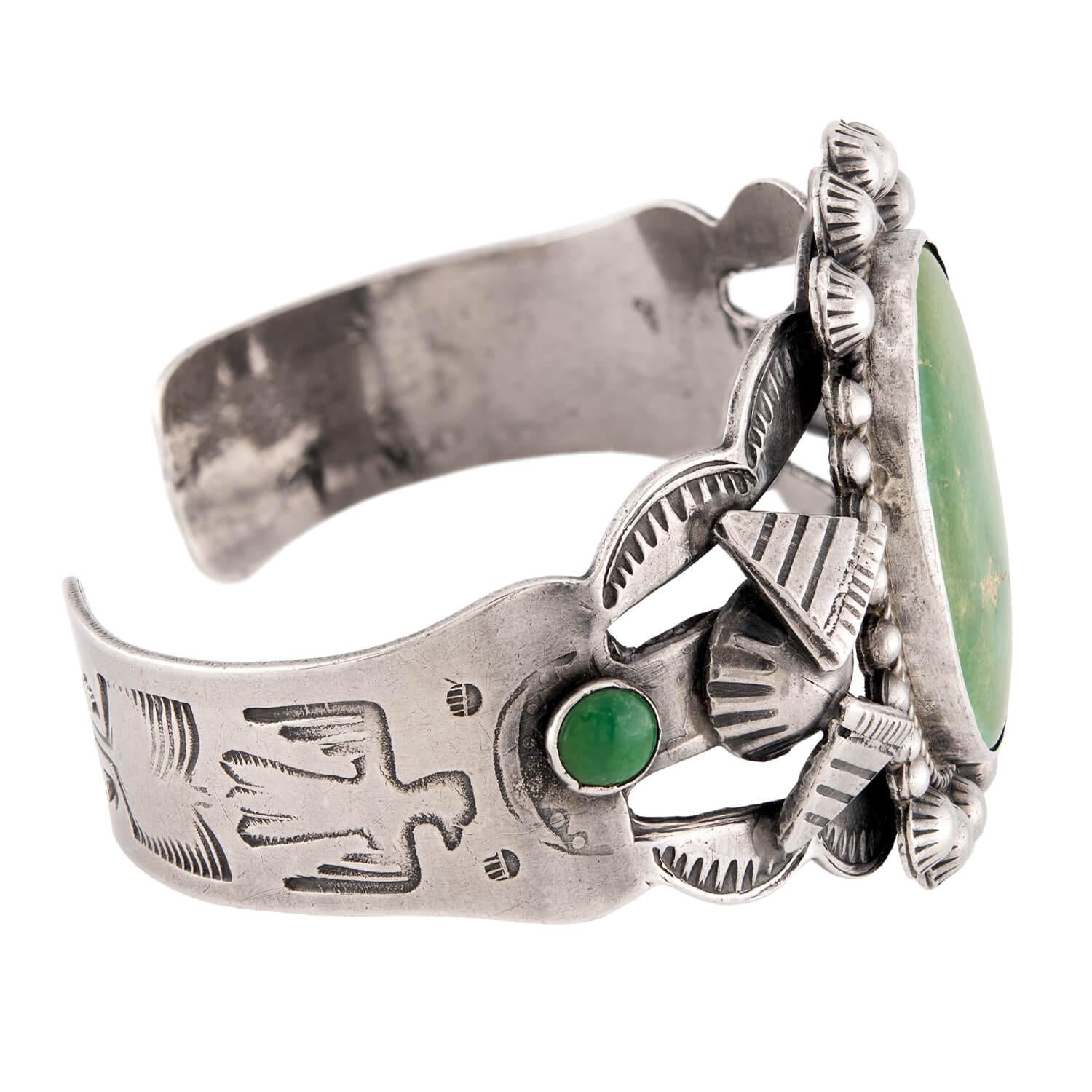 Vintage Native American Sterling Silver Turquoise Cuff