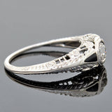 Art Deco 18kt Diamond Onyx Engagment Ring 0.15ct