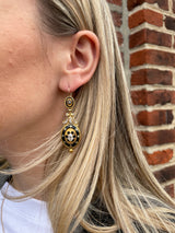 Victorian 15kt Black Enamel + Diamond Earrings 2.25ctw