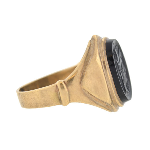 Victorian 10kt & Sardonyx Egyptian Intaglio Signet Ring