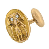 Victorian 14kt & Diamond Hunting Dog Cufflinks