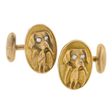 Victorian 14kt & Diamond Hunting Dog Cufflinks