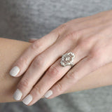 Art Deco 14kt Diamond Geometric + Floral Filigree Ring