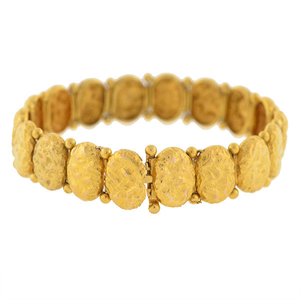 Victorian 14kt Gold Textured Button Bracelet