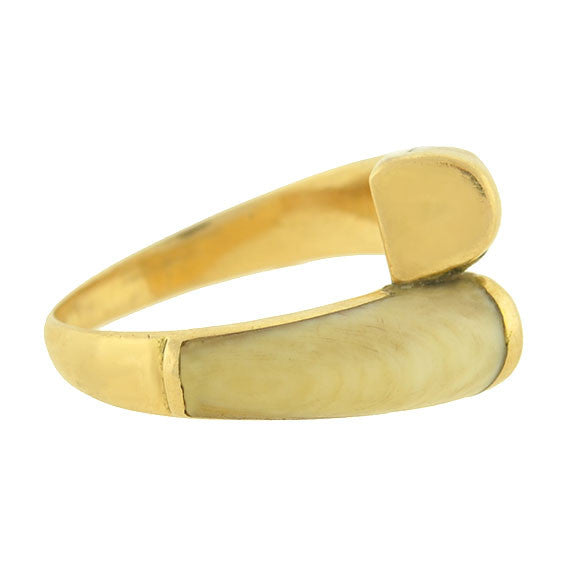 Vintage 14kt Carved Ivory Bypass Ring