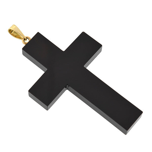 Victorian Large 14kt Carved Onyx Cross Pendant