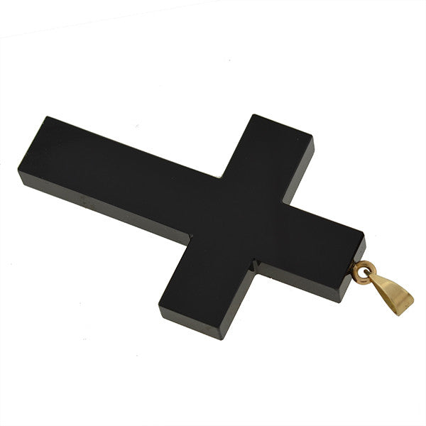 Victorian Large 14kt Carved Onyx Cross Pendant