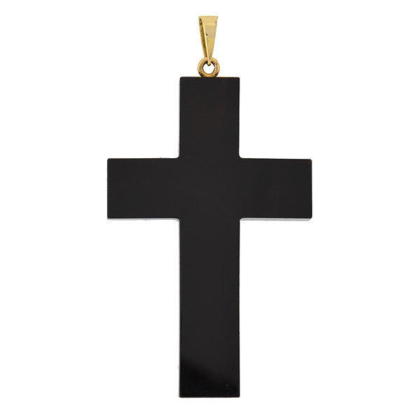 Victorian Large 14kt Carved Onyx Cross Pendant