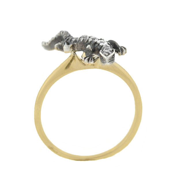 Victorian 14kt Gold & Diamond Lizard Ring