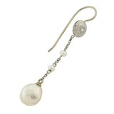 Edwardian 14kt Natural Pearl & Diamond Drop Earrings