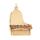 Vintage 14kt Pearl, Sapphire, & Ruby Baby Grand Piano Charm 6.1dwt