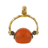 Victorian 14kt + Steel Carnelian Intaglio Spinner Fob