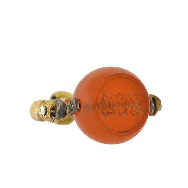Victorian 14kt + Steel Carnelian Intaglio Spinner Fob