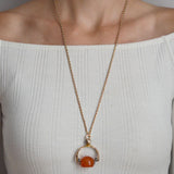 Victorian 14kt + Steel Carnelian Intaglio Spinner Fob