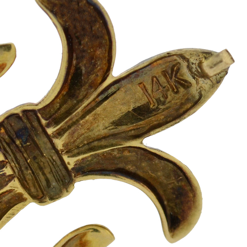 Late Victorian 14kt Blue Enamel "Fleur-de-Lys" Pendant