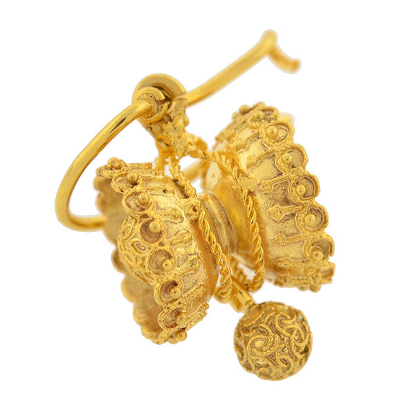 Victorian 15kt Yellow Gold Etruscan Earrings