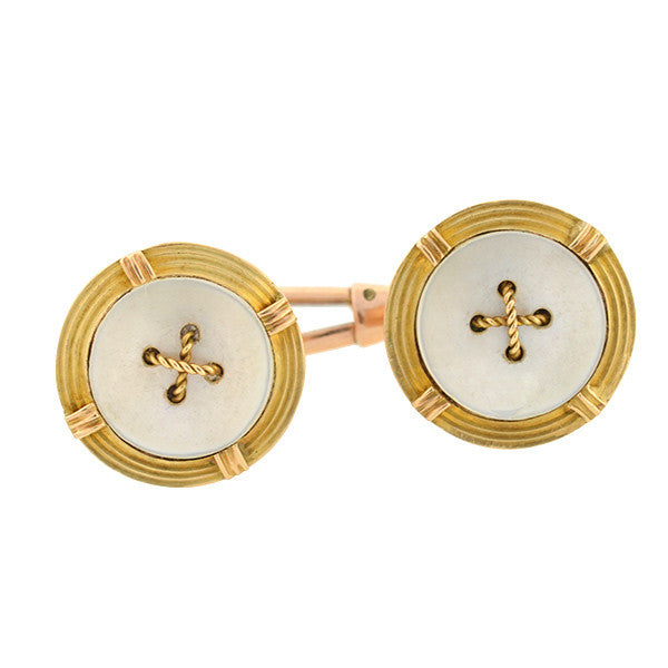 Late Victorian 15kt Mother of Pearl Button Cufflinks