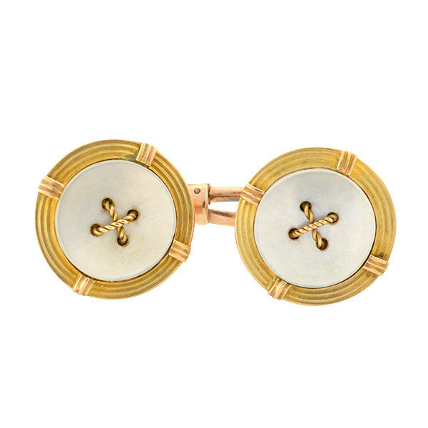 Late Victorian 15kt Mother of Pearl Button Cufflinks
