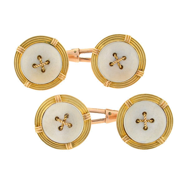 Late Victorian 15kt Mother of Pearl Button Cufflinks
