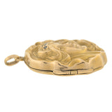Art Nouveau 15kt Repousse & Diamond Maiden Locket