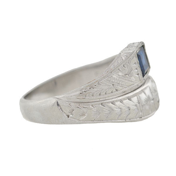 Art Deco 18kt Sapphire & Diamond Double Band